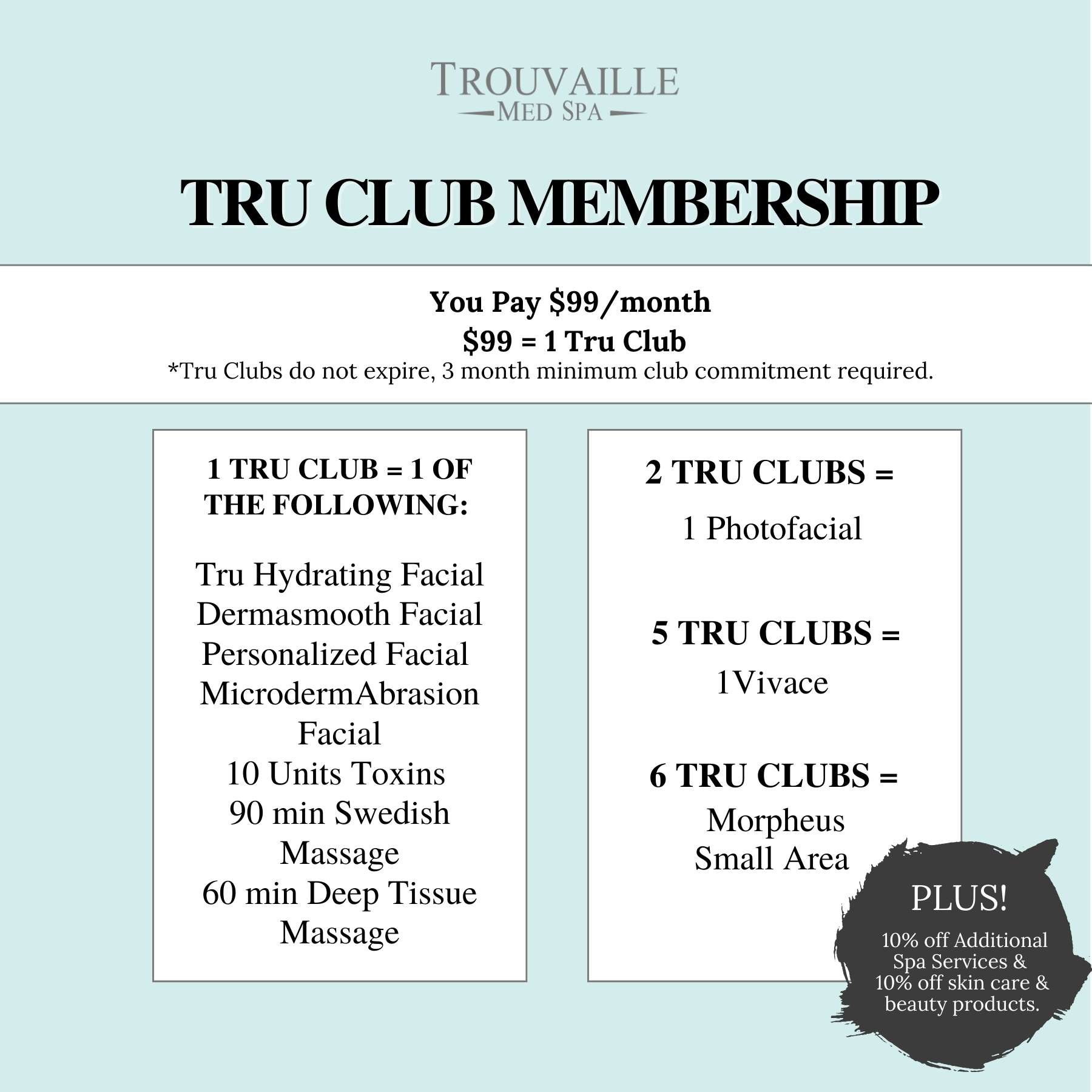 Tru Club Membership Our Med Spa Membership